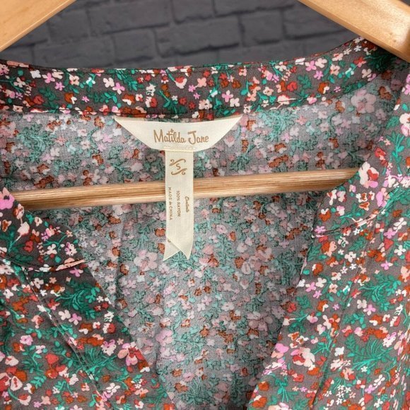 Matilda Jane‎ Small S Fabulously Floral Green Pink Tiered Mini Tunic Dress Boho - Picture 8 of 8